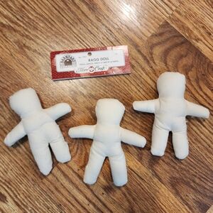 Set of 3 Vintage Unfinished Muslin Fabric Mini Plush Ragg Dolls 5"